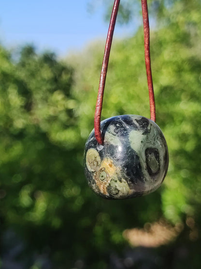 Kabamba Rhyolite / Eldarite - Gemstone Necklace Healing Stone Green He She Man Woman Gift Lucky Pendant GOA Boho Tibet Ethno Nature Unique