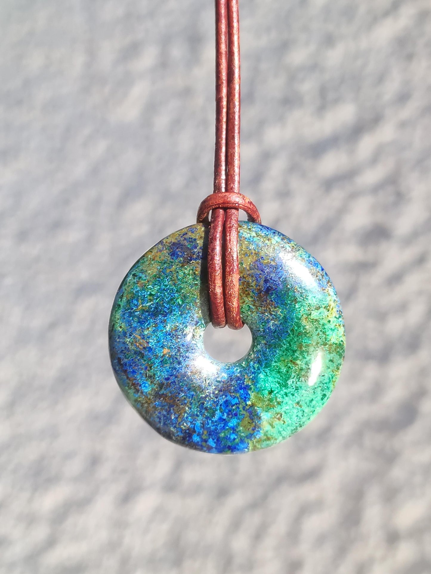 Azurite - malachite - chrysocolle bleu vert ~ collier pierres précieuses HIPPIE GOA Boho Tibet Ethno Nature Donut symbole protecteur pierre de guérison collectionneur homme femme