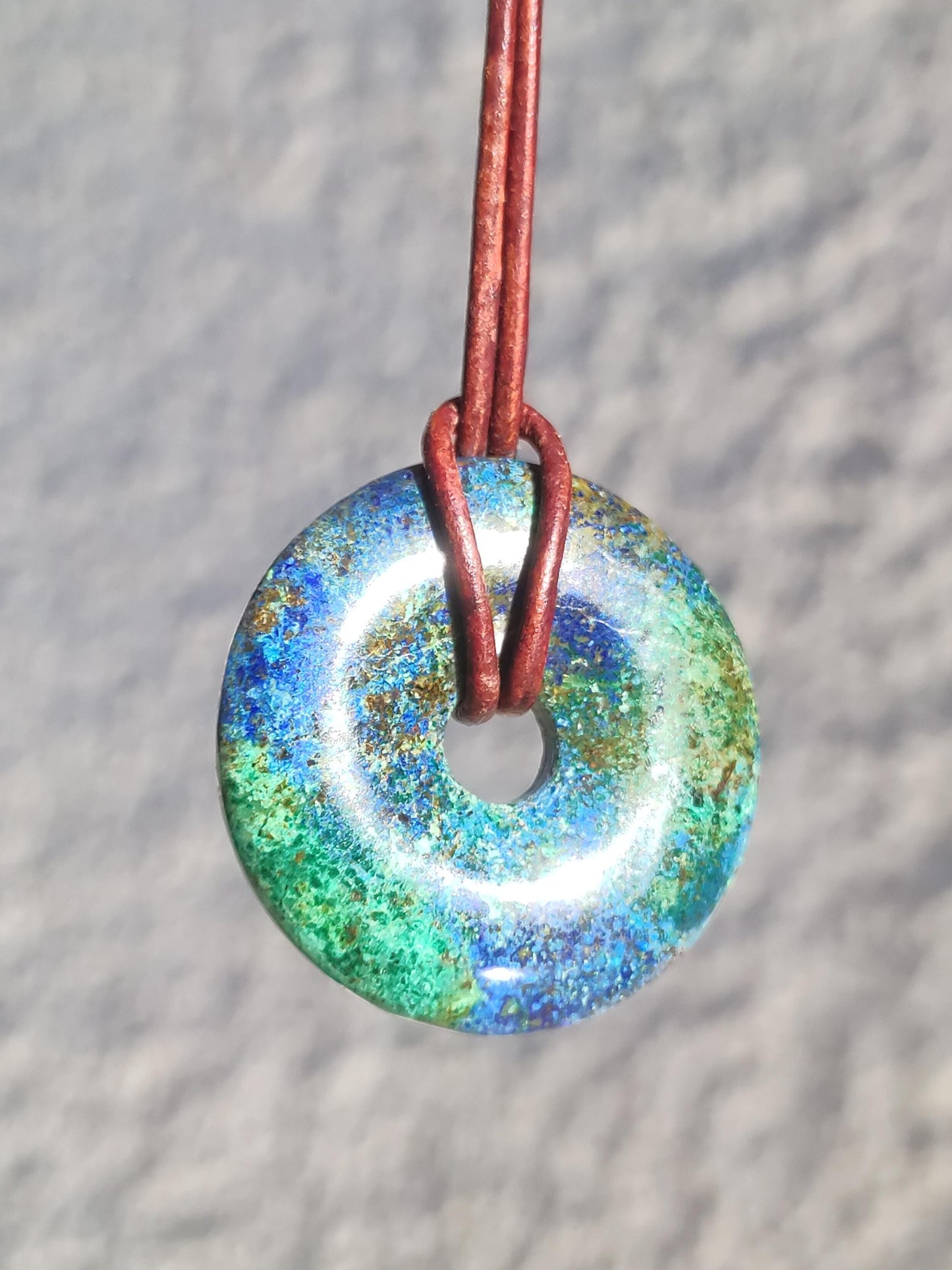 Azurite - malachite - chrysocolle bleu vert ~ collier pierres précieuses HIPPIE GOA Boho Tibet Ethno Nature Donut symbole protecteur pierre de guérison collectionneur homme femme