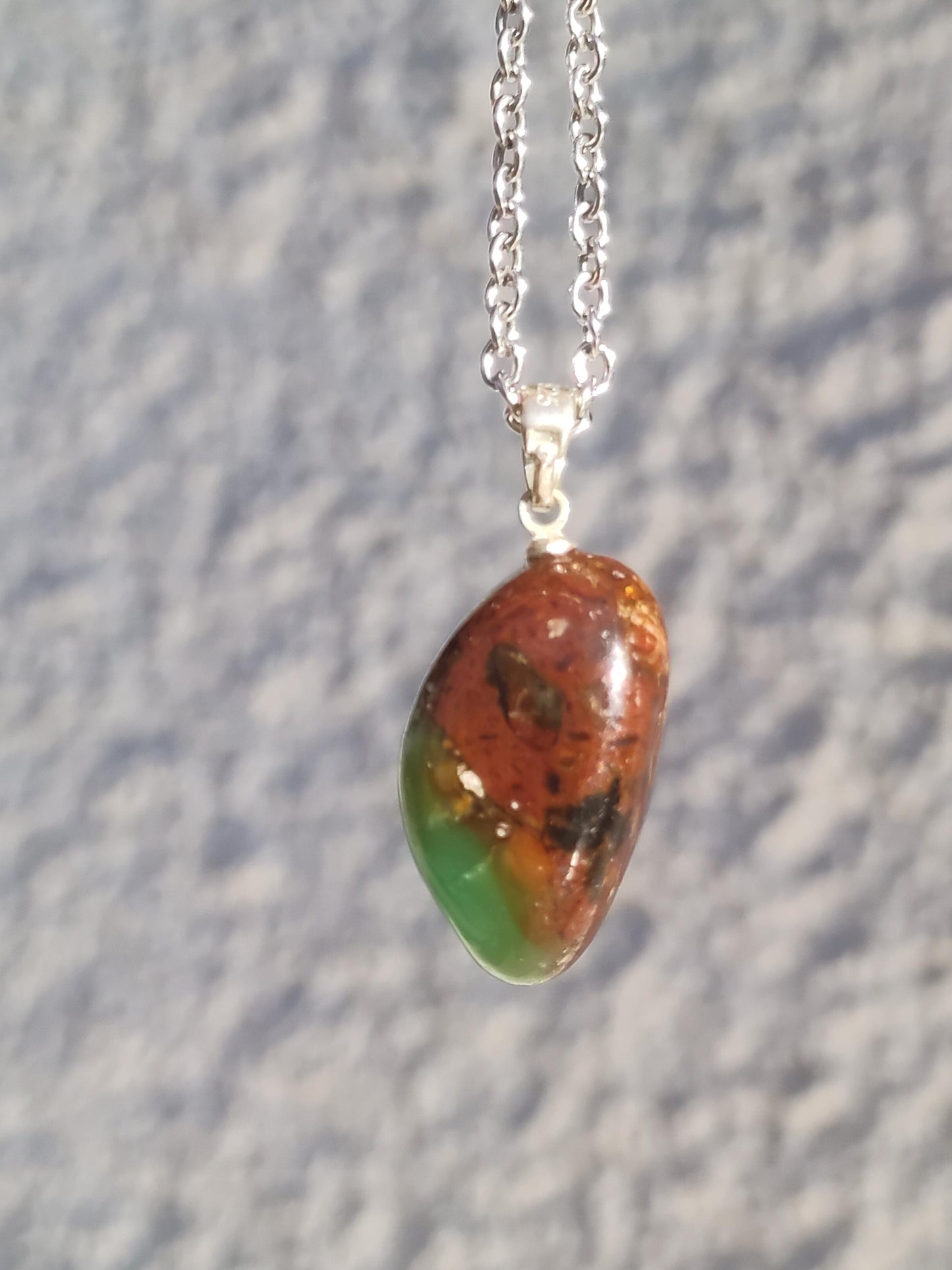 Chrysopras 925 Silberöse Edelstein Kette grün transparent Anhänger Natur Heilstein Kristall Geschenk Mann Frau Mutter Vater Er Sie Freundin