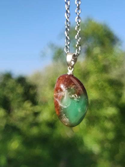 Chrysopras 925 Silberöse Edelstein Kette grün transparent Anhänger Natur Heilstein Kristall Geschenk Mann Frau Mutter Vater Er Sie Freundin