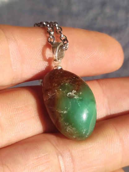 Chrysopras 925 Silberöse Edelstein Kette grün transparent Anhänger Natur Heilstein Kristall Geschenk Mann Frau Mutter Vater Er Sie Freundin