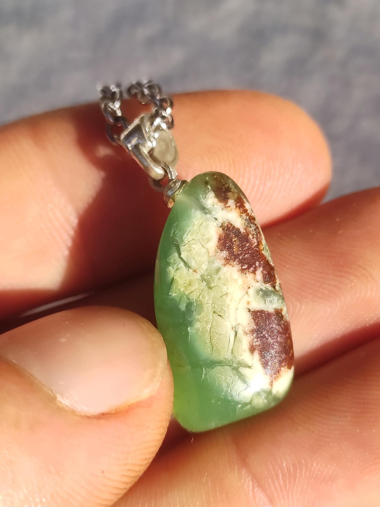 Collier en argent 925 avec œillet en chrysoprase, pendentif vert transparent, pierre de guérison naturelle, cristal, cadeau pour homme, femme, mère, père, il, elle, petite amie