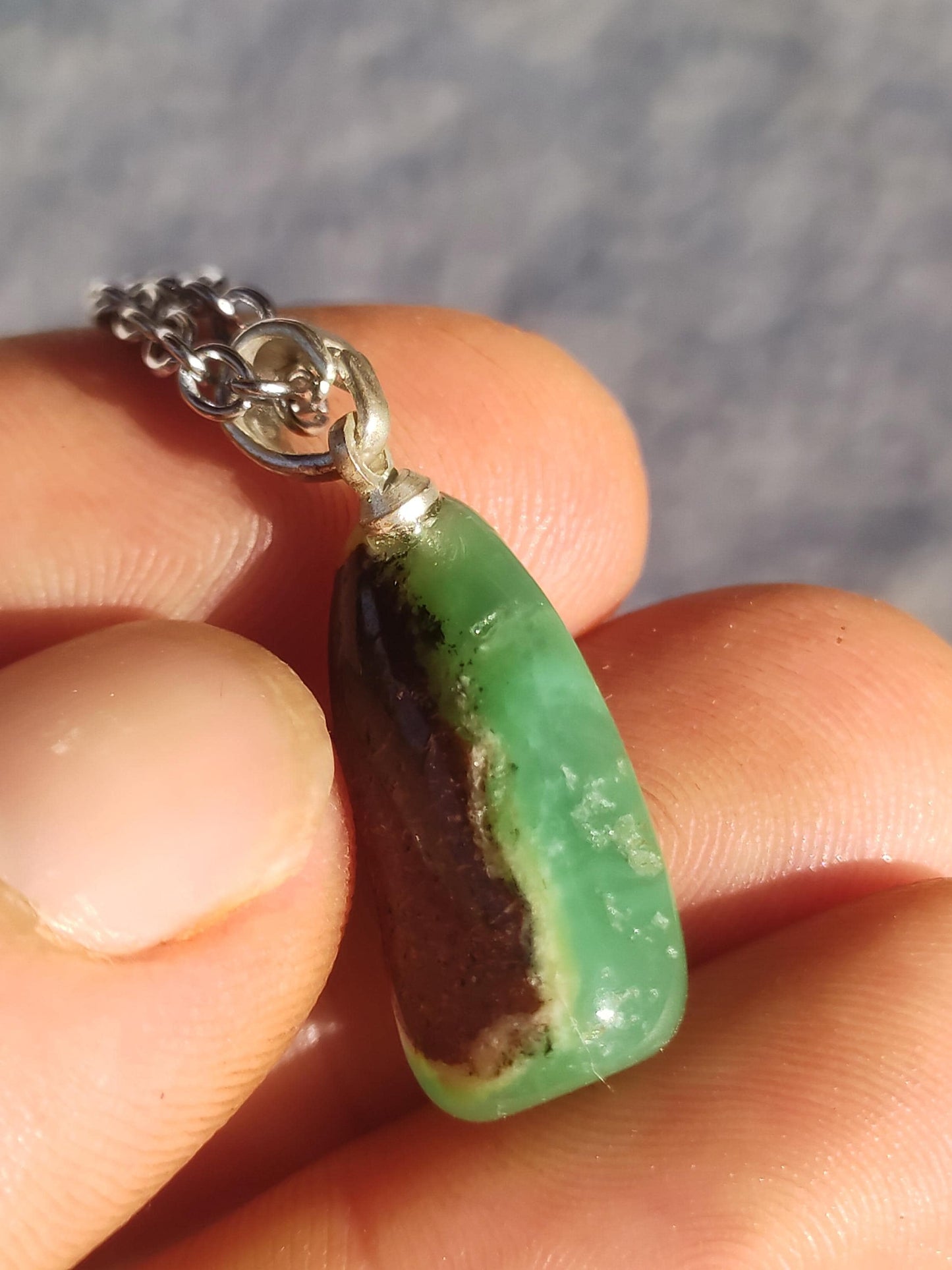 Collier en argent 925 avec œillet en chrysoprase, pendentif vert transparent, pierre de guérison naturelle, cristal, cadeau pour homme, femme, mère, père, il, elle, petite amie