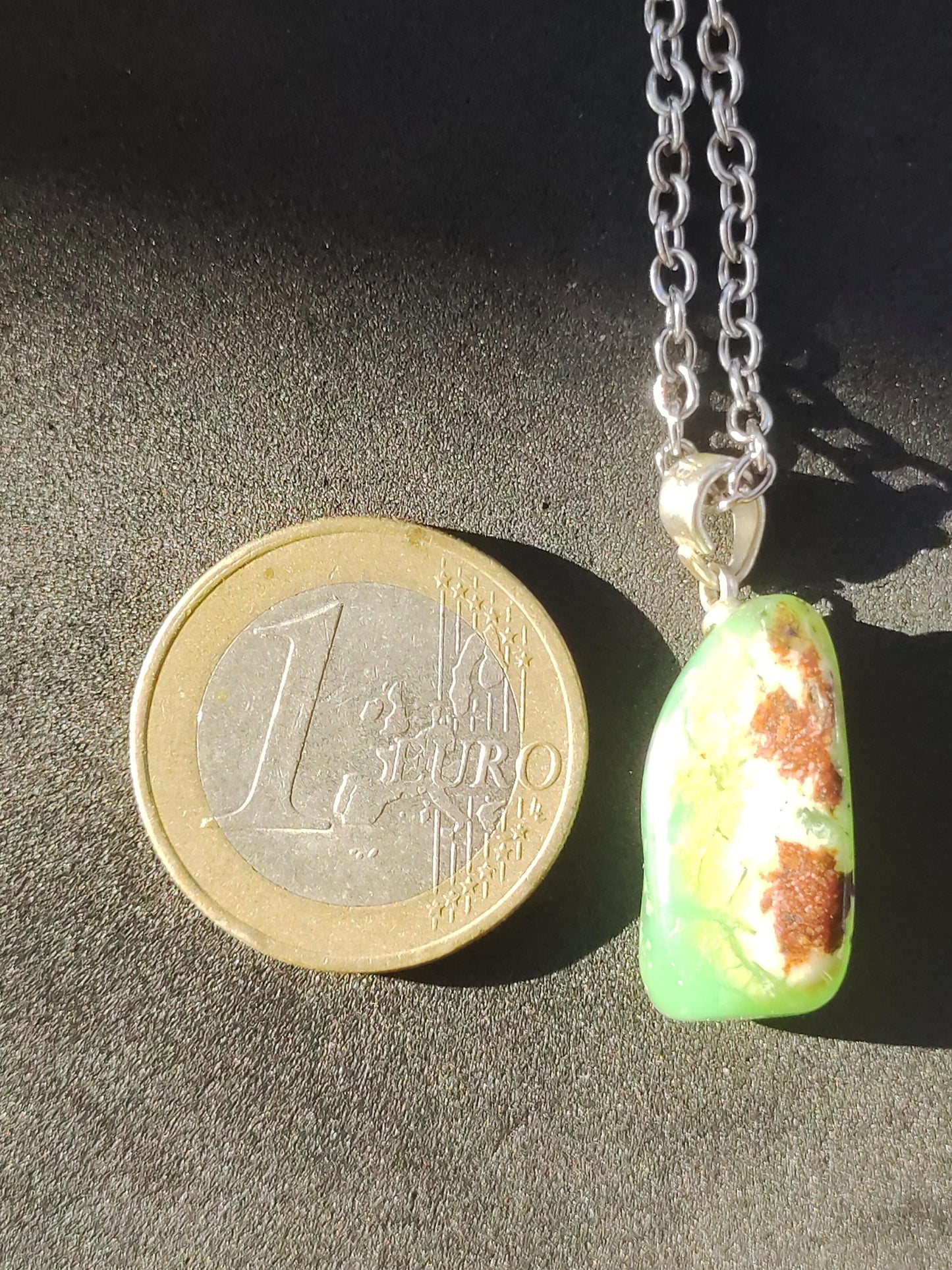 Collier en argent 925 avec œillet en chrysoprase, pendentif vert transparent, pierre de guérison naturelle, cristal, cadeau pour homme, femme, mère, père, il, elle, petite amie