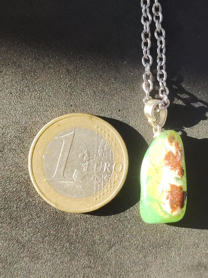 Collier en argent 925 avec œillet en chrysoprase, pendentif vert transparent, pierre de guérison naturelle, cristal, cadeau pour homme, femme, mère, père, il, elle, petite amie