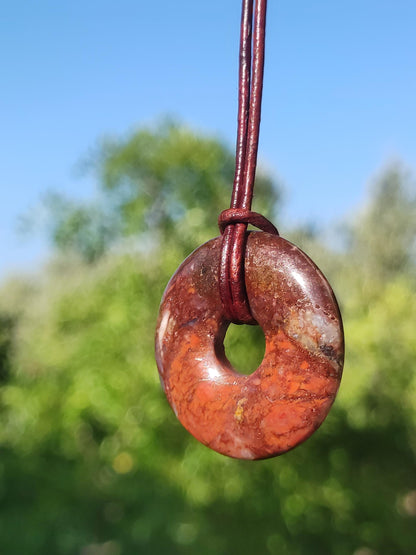 Pietersite rouge - collier donut en pierre précieuse rareté symbole de protection pierre de guérison cristal HIPPIE Boho Tibet Ethno homme femme cadeau il elle