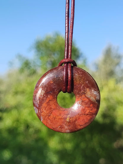 Pietersite rouge - collier donut en pierre précieuse rareté symbole de protection pierre de guérison cristal HIPPIE Boho Tibet Ethno homme femme cadeau il elle