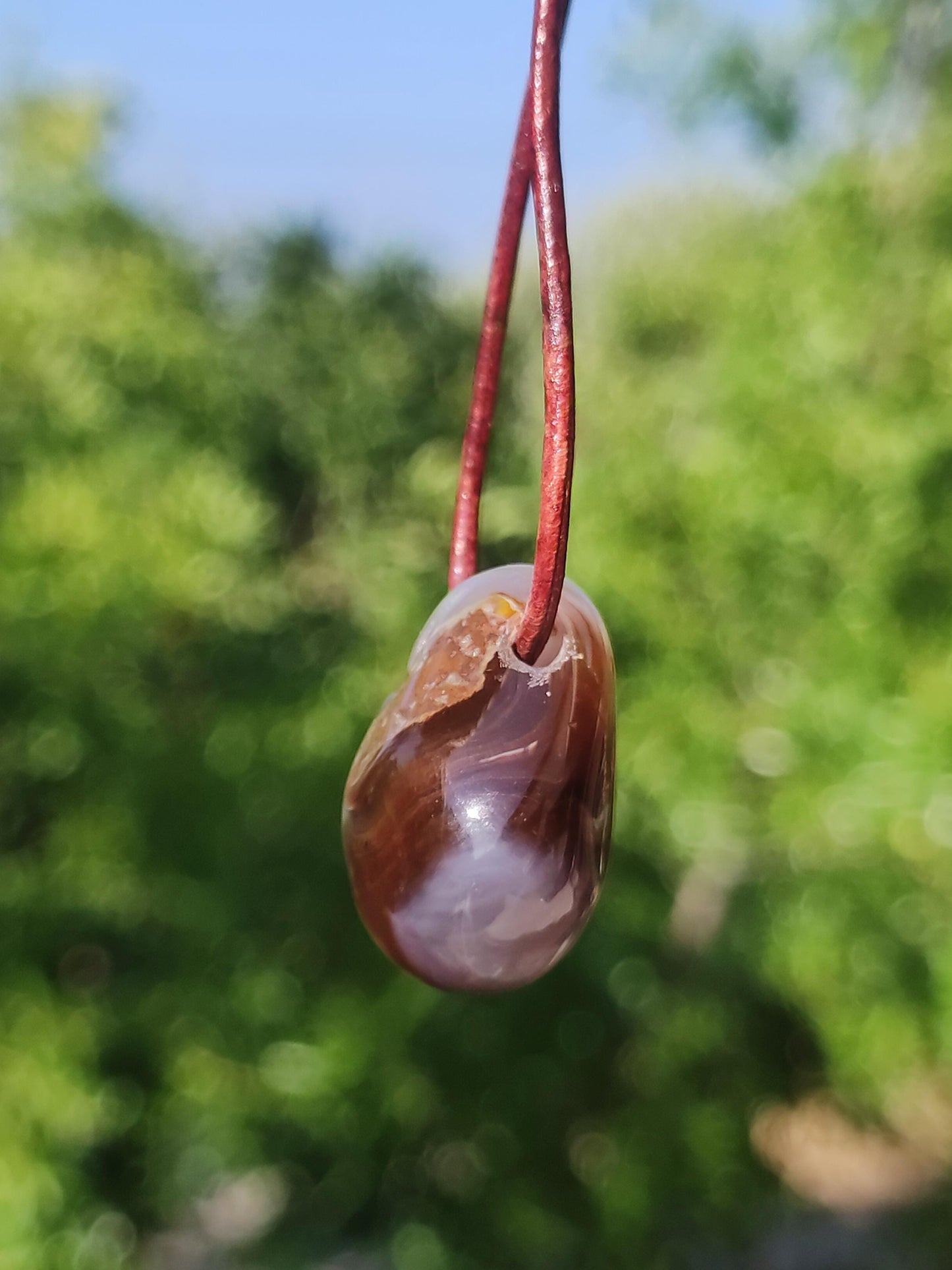 Agate de Feu *Mexique* - Collier de Pierres Précieuses Pierre de Guérison Symbole de Protection Homme Femme Chance HIPPIE GOA Boho Tibet Ethno Nature Rareté Cadeau
