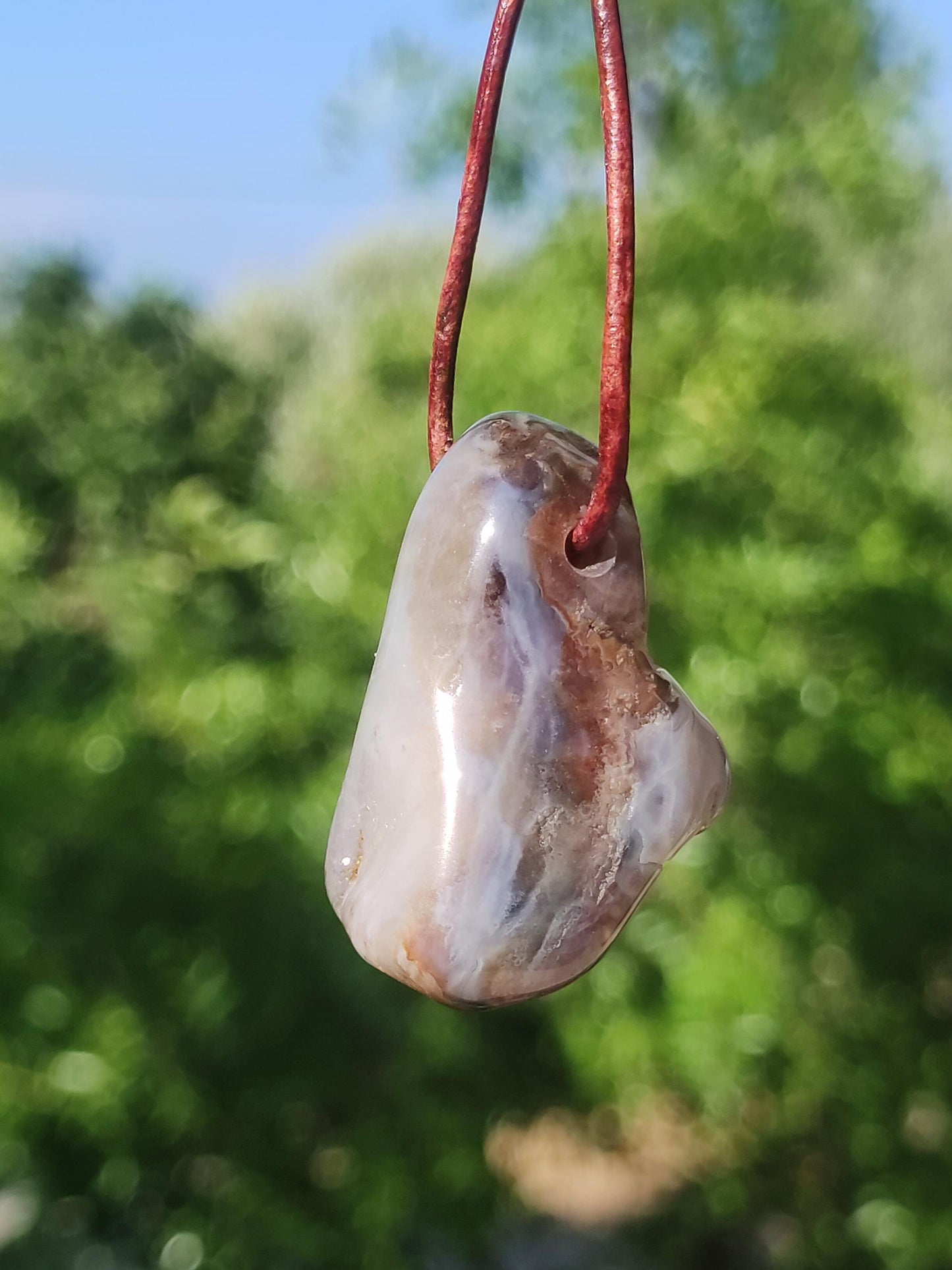 Agate de Feu *Mexique* - Collier de Pierres Précieuses Pierre de Guérison Symbole de Protection Homme Femme Chance HIPPIE GOA Boho Tibet Ethno Nature Rareté Cadeau