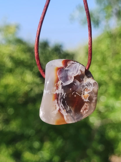 Agate de Feu *Mexique* - Collier de Pierres Précieuses Pierre de Guérison Symbole de Protection Homme Femme Chance HIPPIE GOA Boho Tibet Ethno Nature Rareté Cadeau