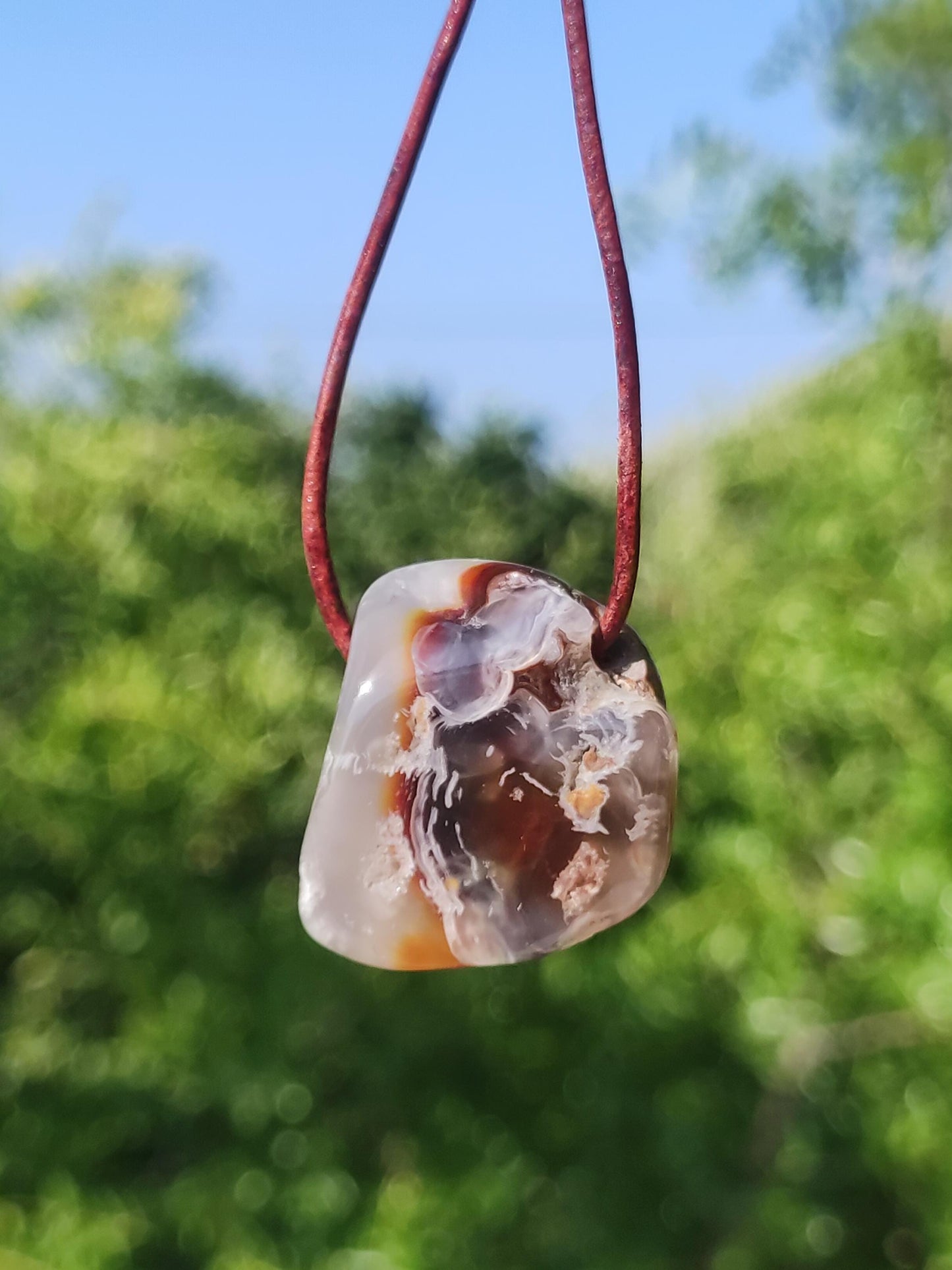 Agate de Feu *Mexique* - Collier de Pierres Précieuses Pierre de Guérison Symbole de Protection Homme Femme Chance HIPPIE GOA Boho Tibet Ethno Nature Rareté Cadeau