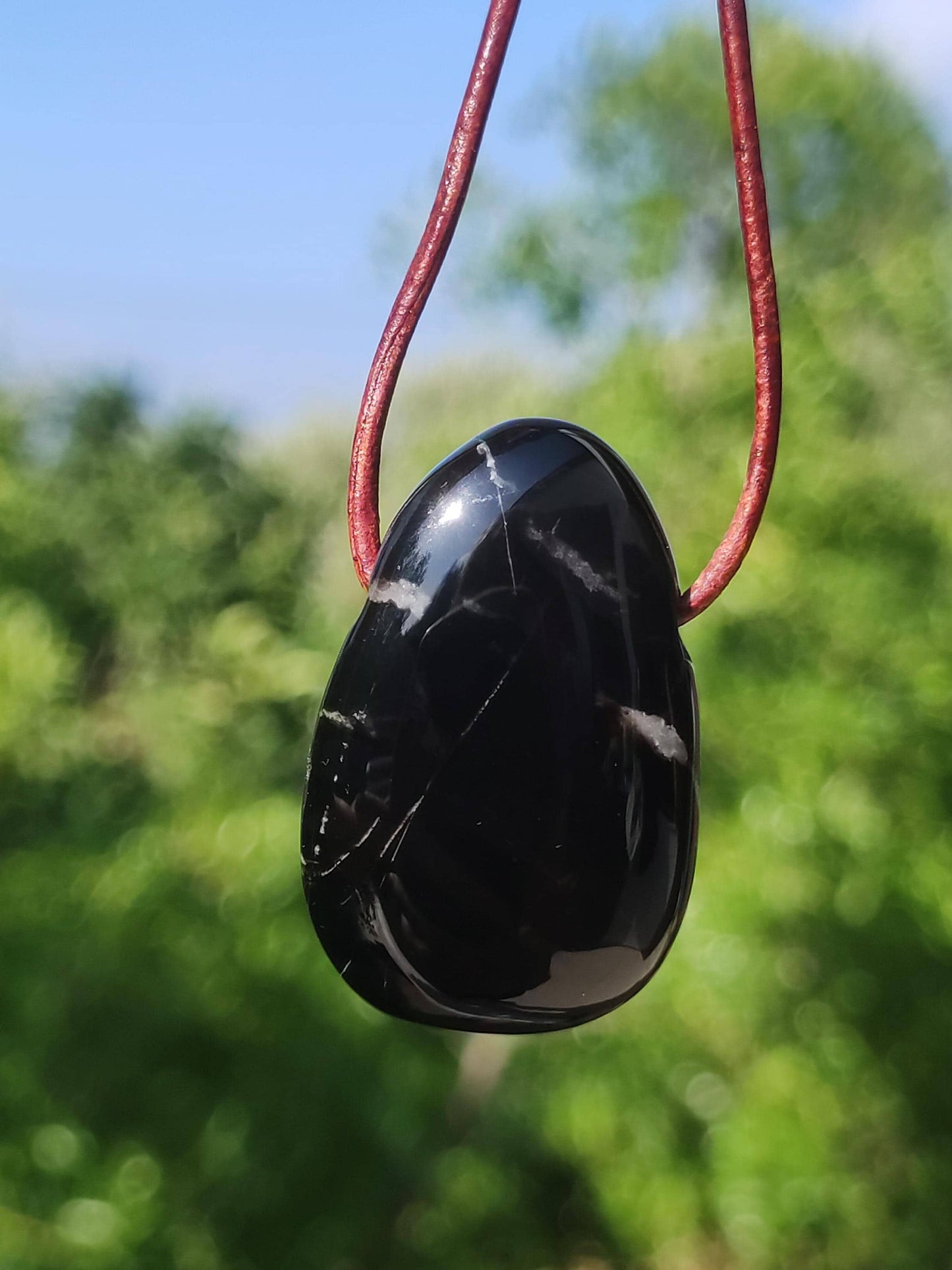 Onyx ~ Gemstone Necklace Black Man Woman Child Gift Him Her Natural Real Energy Jewelry Pendant Lucky Protection Healing Stone Hippie Ethno Boho