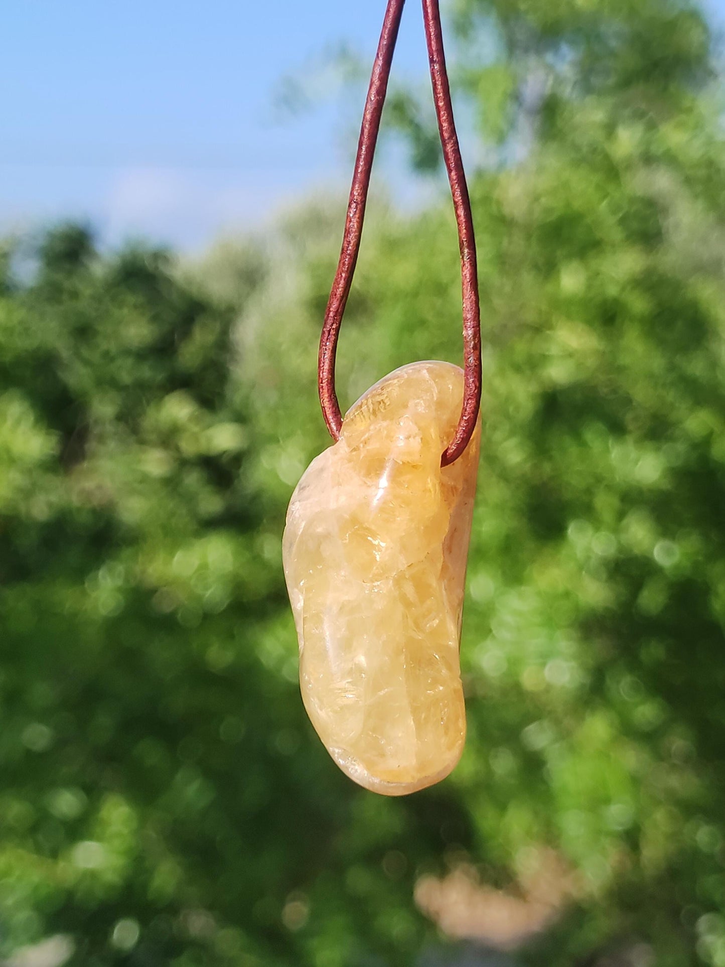 Citrine ~ Gemstone Necklace Yellow HIPPIE GOA Boho Ethnic Natural Healing Stone Rarity Crystals Jewelry Pendant Natural Stone Gift Bright Sun