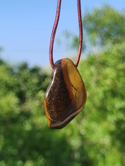 Tiger eye gemstone necklace healing stone green he she man woman gift lucky pendant GOA Boho Tibet Ethno nature unique