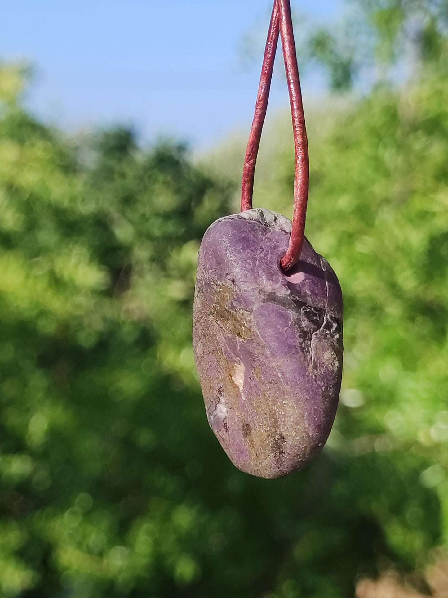 Purpurite - collier de pierres précieuses violettes, pierre de guérison naturelle, protection, chance, homme, femme, il, elle, ami, mère, chance, HIPPIE, rareté, cadeau, pendentif unique