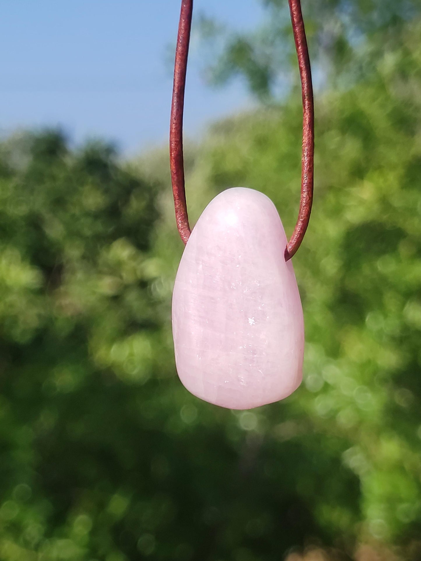 Kunzite A - Collier de pierres précieuses Pierre de guérison Rose Rose Rareté Homme Femme Chanceux HIPPIE GOA Boho Tibet Ethnique Naturel Rareté Cadeau Lui Son Homme Femme