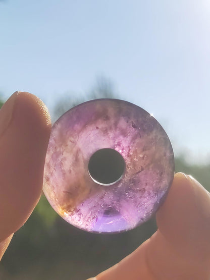 Ametrine (Amethyst &amp; Citrine) ~ Gemstone Donut Necklace Purple Healing Stone Protection Symbol Man Woman Happiness HIPPIE GOA Boho Ethnic Natural Rarity Gift