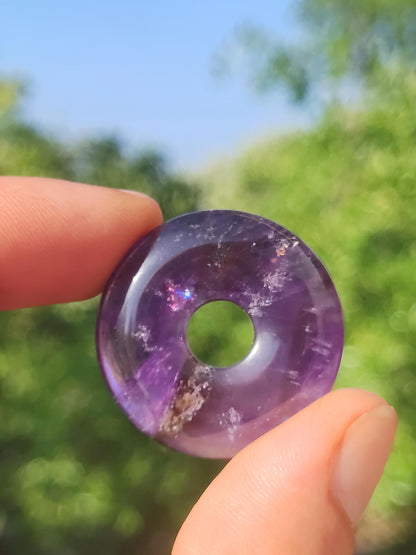 Ametrine (Amethyst &amp; Citrine) ~ Gemstone Donut Necklace Purple Healing Stone Protection Symbol Man Woman Happiness HIPPIE GOA Boho Ethnic Natural Rarity Gift