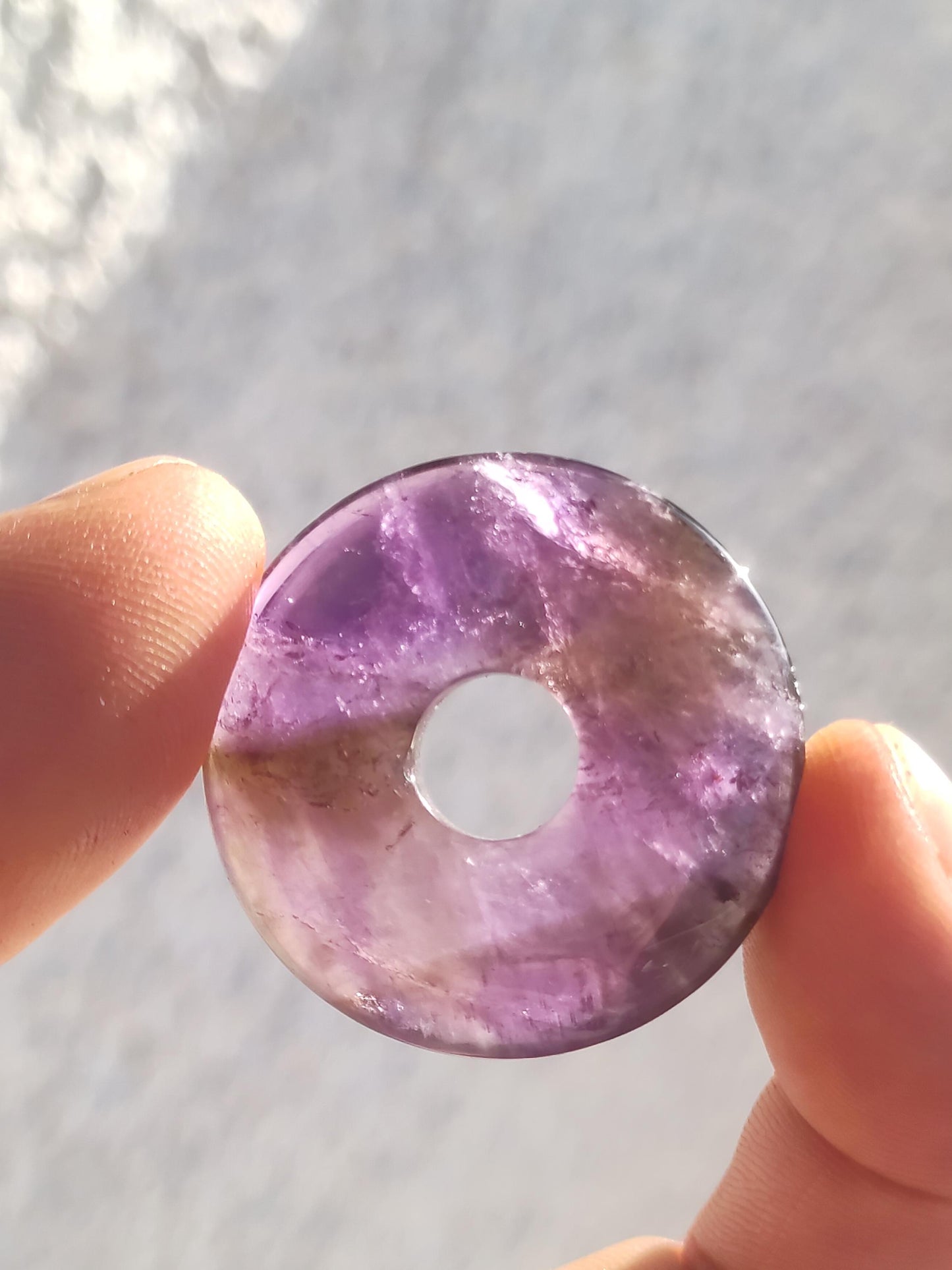 Ametrine (Amethyst &amp; Citrine) ~ Gemstone Donut Necklace Purple Healing Stone Protection Symbol Man Woman Happiness HIPPIE GOA Boho Ethnic Natural Rarity Gift