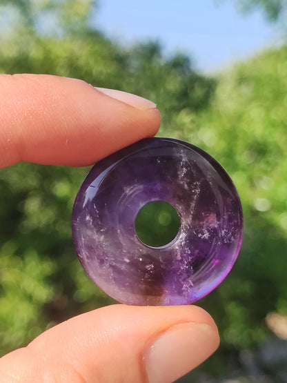 Ametrine (Amethyst &amp; Citrine) ~ Gemstone Donut Necklace Purple Healing Stone Protection Symbol Man Woman Happiness HIPPIE GOA Boho Ethnic Natural Rarity Gift