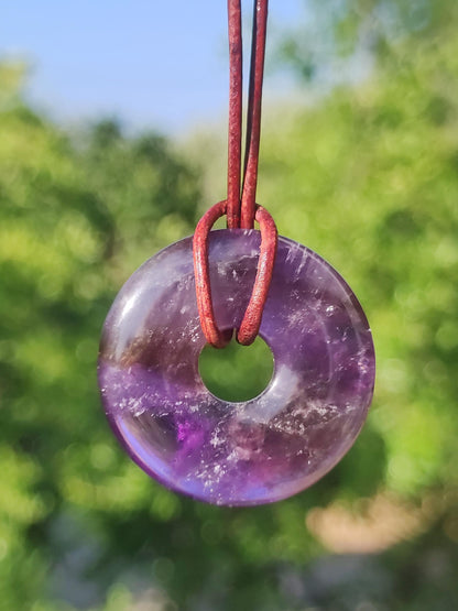 Ametrine (Amethyst &amp; Citrine) ~ Gemstone Donut Necklace Purple Healing Stone Protection Symbol Man Woman Happiness HIPPIE GOA Boho Ethnic Natural Rarity Gift