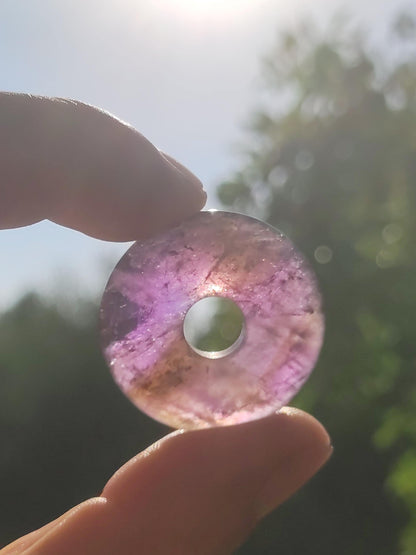 Ametrine (Amethyst &amp; Citrine) ~ Gemstone Donut Necklace Purple Healing Stone Protection Symbol Man Woman Happiness HIPPIE GOA Boho Ethnic Natural Rarity Gift