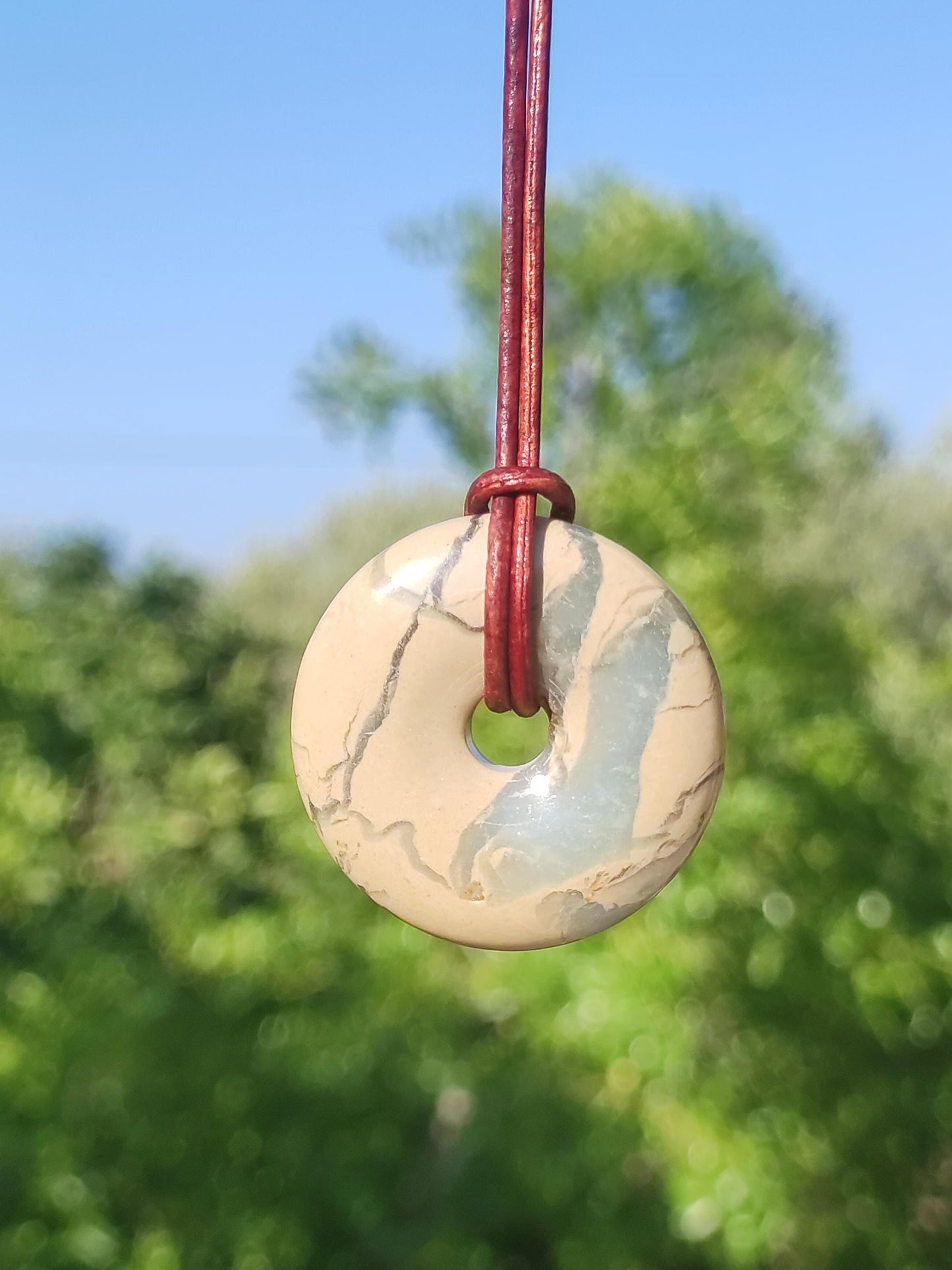 Serpentine ~ Donut 30mm ~ Collier de pierres précieuses ~HIPPIE ~GOA ~Boho ~Tibet ~Ethno ~Nature ~Donut ~Symbole de protection ~Pierre de guérison