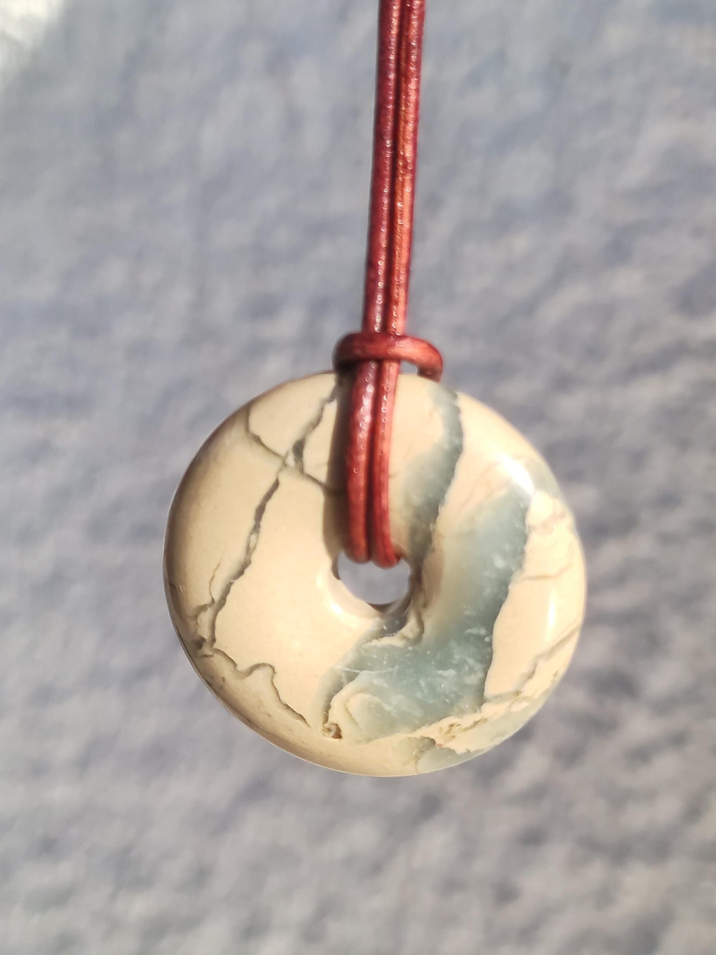 Serpentine ~ Donut 30mm ~ Collier de pierres précieuses ~HIPPIE ~GOA ~Boho ~Tibet ~Ethno ~Nature ~Donut ~Symbole de protection ~Pierre de guérison