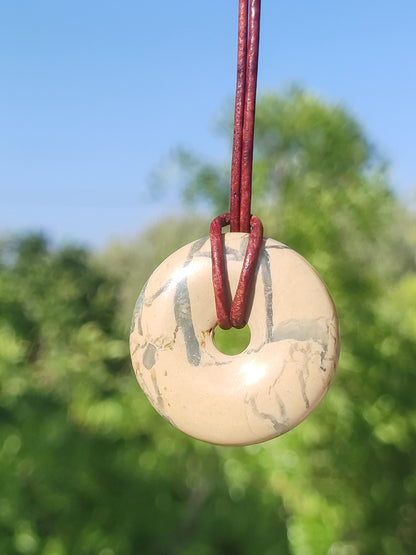 Serpentine ~ Donut 30mm ~ Collier de pierres précieuses ~HIPPIE ~GOA ~Boho ~Tibet ~Ethno ~Nature ~Donut ~Symbole de protection ~Pierre de guérison