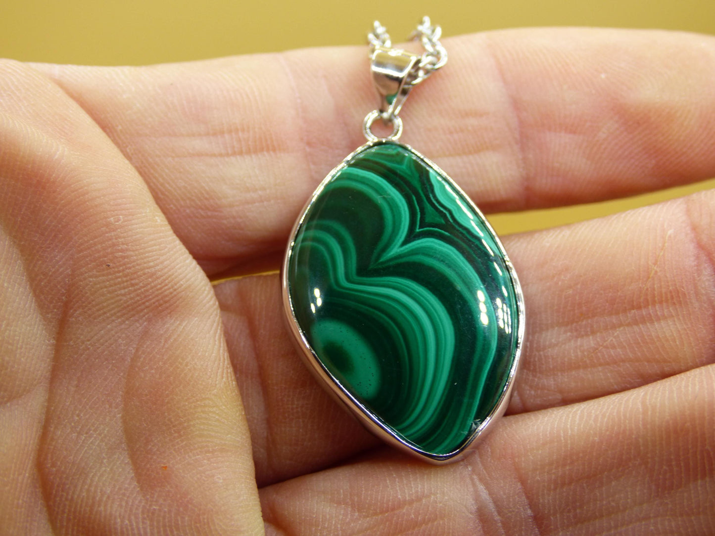 Malachite - 925 Sterling Silver Gemstone Necklace Natural Blue Rarity Healing Stone Crystal Man Woman He She Gift Friend Brother