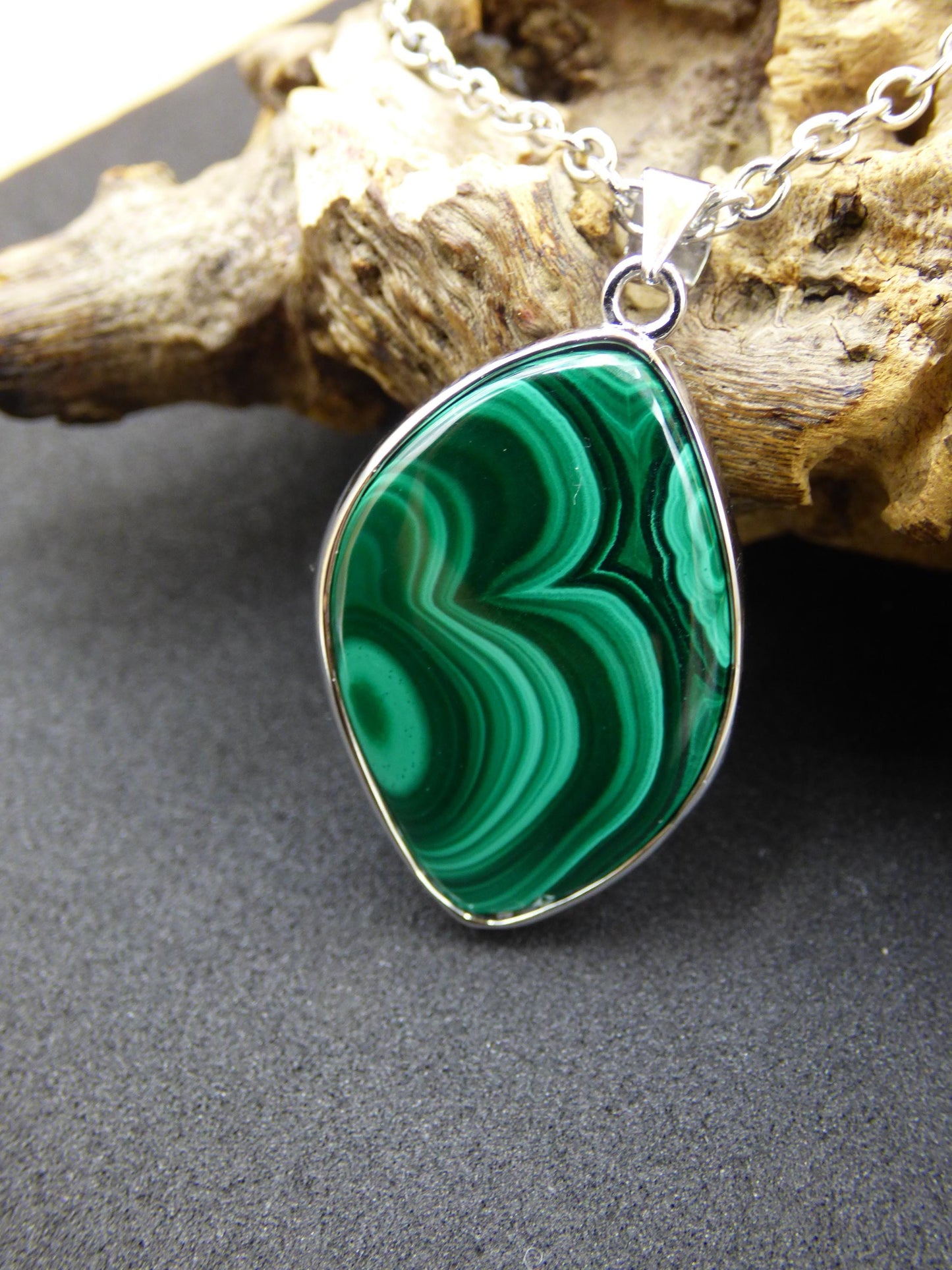 Malachite - 925 Sterling Silver Gemstone Necklace Natural Blue Rarity Healing Stone Crystal Man Woman He She Gift Friend Brother