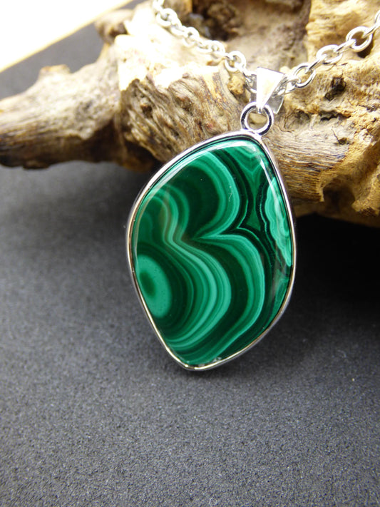 Malachite - 925 Sterling Silver Gemstone Necklace Natural Blue Rarity Healing Stone Crystal Man Woman He She Gift Friend Brother