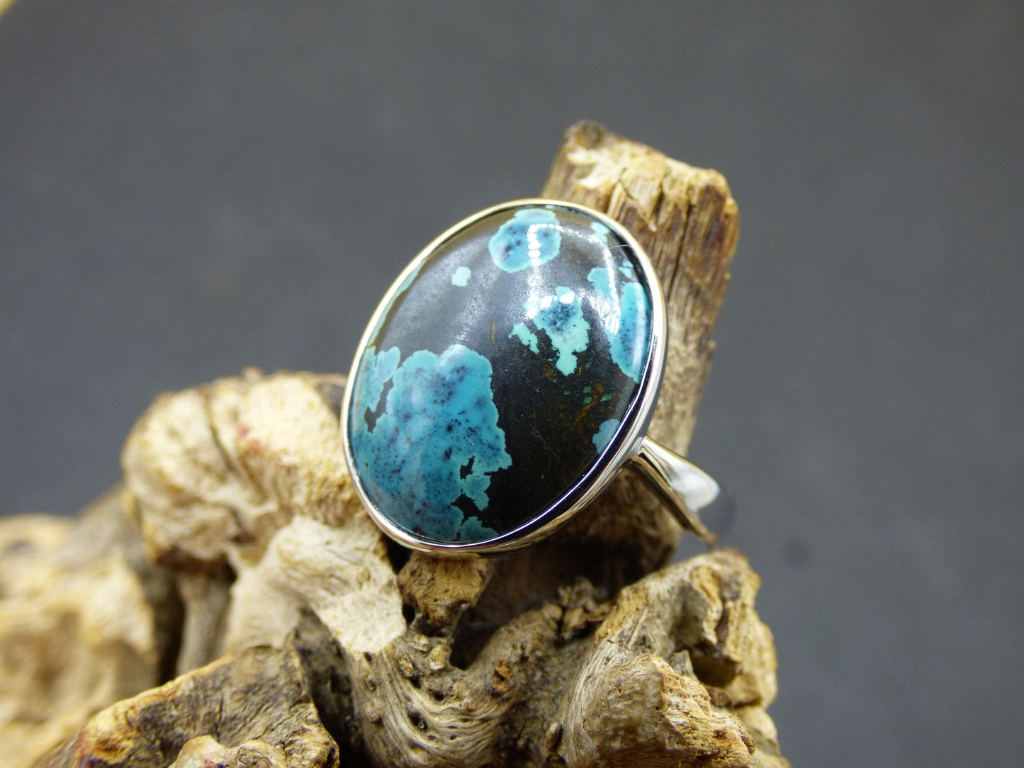 Turquoise Ring - 100% natural 925 Sterling Silver adjustable gemstone healing stone energy power women ring jewelry noble green blue rarity
