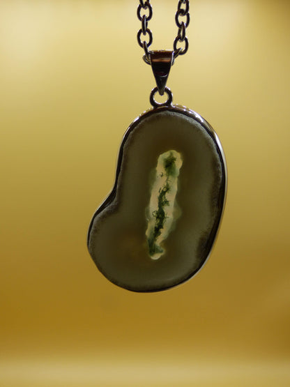 Collier en argent sterling 925 avec quartz mousse solaire, pierre précieuse naturelle blanche, protection, rareté, guérison, cristal, homme, femme, lui, elle, cadeau, ami, frère