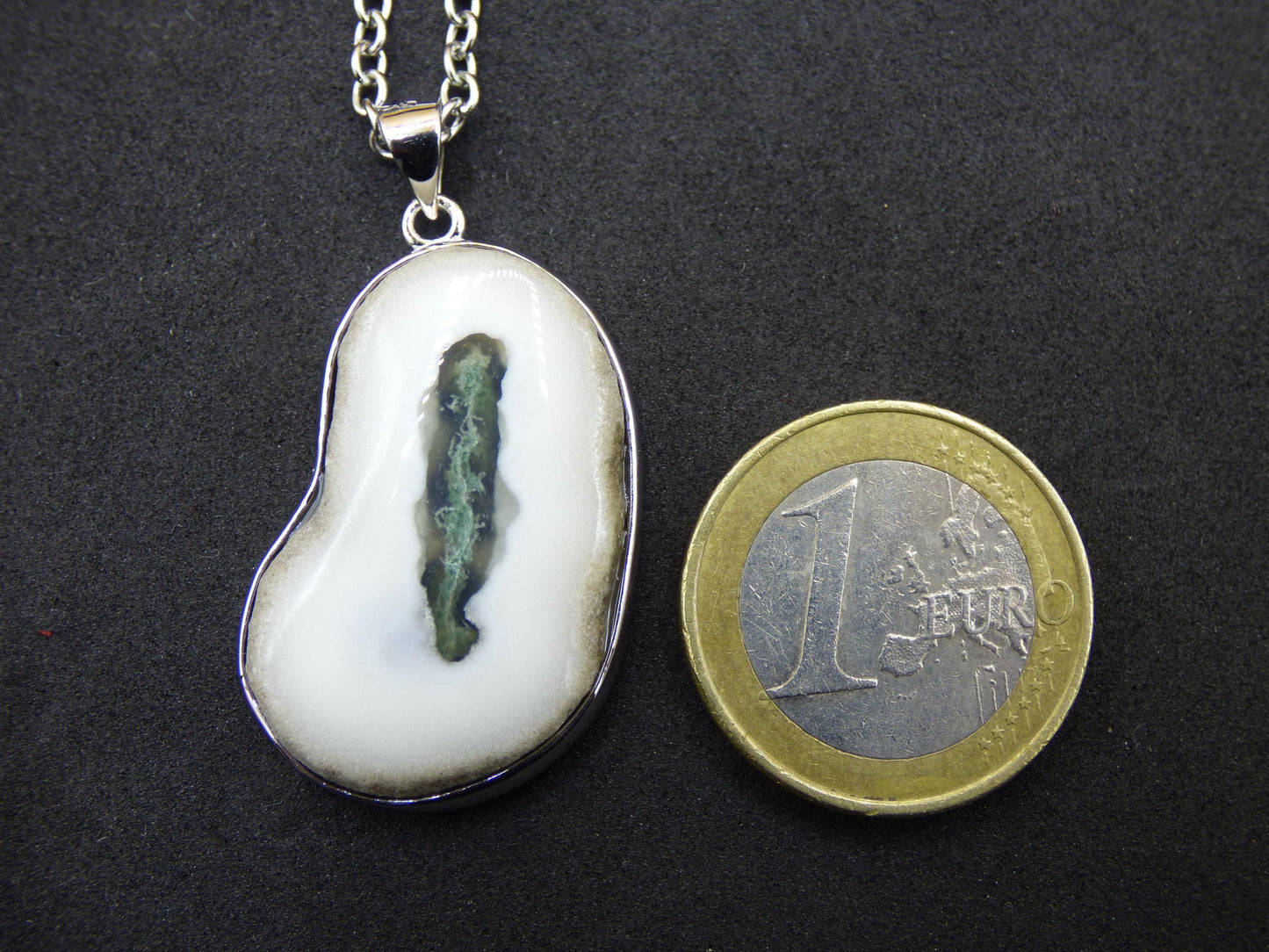 Collier en argent sterling 925 avec quartz mousse solaire, pierre précieuse naturelle blanche, protection, rareté, guérison, cristal, homme, femme, lui, elle, cadeau, ami, frère