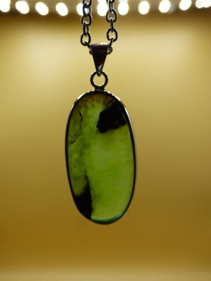 Serpentin A - 925 Silber Edelstein Kette grün Natur Heilstein Kristall Rarität Anhänger Mann Frau Er Sie Geschenk Selten Edel transparent