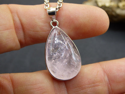 Morganite - Collier en argent 925 avec pierres précieuses, pierre de guérison, rose naturelle, rareté, noble, homme, femme, cadeau, il, elle, petite amie, énergie, pouvoir, calme, chance