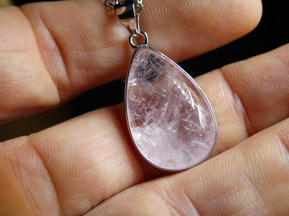 Morganite - Collier en argent 925 avec pierres précieuses, pierre de guérison, rose naturelle, rareté, noble, homme, femme, cadeau, il, elle, petite amie, énergie, pouvoir, calme, chance