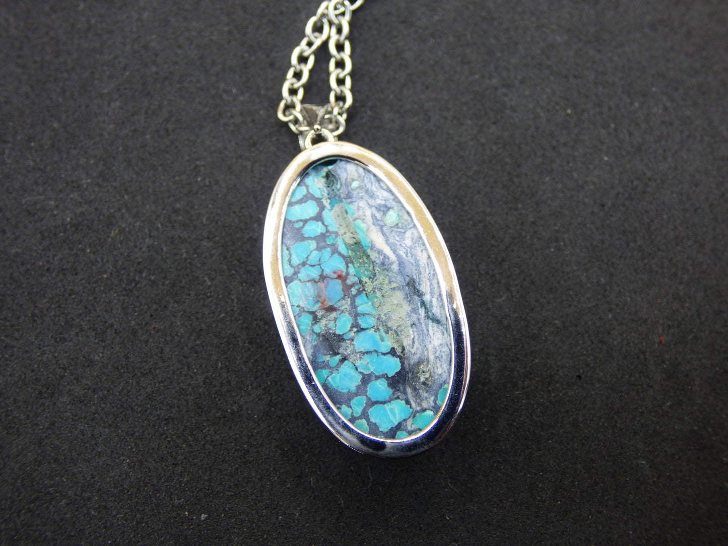 Collier en véritable pierre précieuse turquoise en argent sterling 925 - Bijoux nobles pour femme et homme, filigrane, cadeau d'anniversaire de mariage, pierre de guérison, rareté, nature