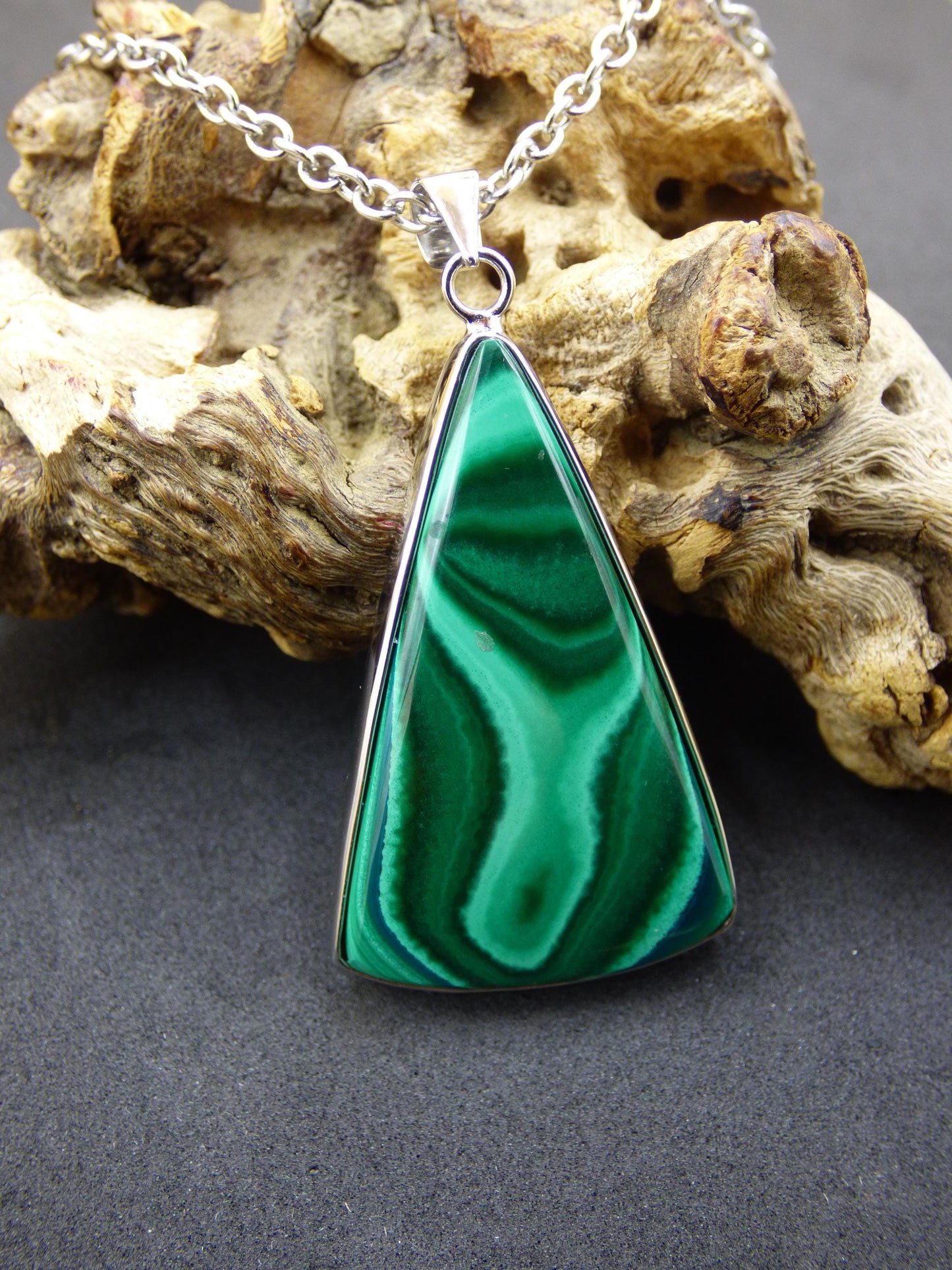 Malachite - 925 Sterling Silver Gemstone Necklace Natural Blue Rarity Healing Stone Crystal Man Woman He She Gift Friend Brother