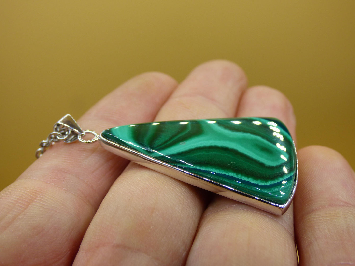 Malachite - 925 Sterling Silver Gemstone Necklace Natural Blue Rarity Healing Stone Crystal Man Woman He She Gift Friend Brother