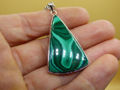 Malachite - 925 Sterling Silver Gemstone Necklace Natural Blue Rarity Healing Stone Crystal Man Woman He She Gift Friend Brother