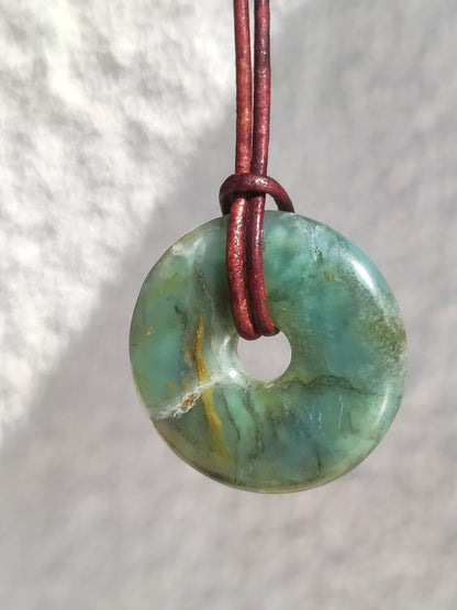 Opal Andean Opal Blue ~ Gemstone Necklace HIPPIE GOA Boho Ethno Nature Donut Protection Symbol Healing Stone Matrix Collector Mineral Rarity Man Woman