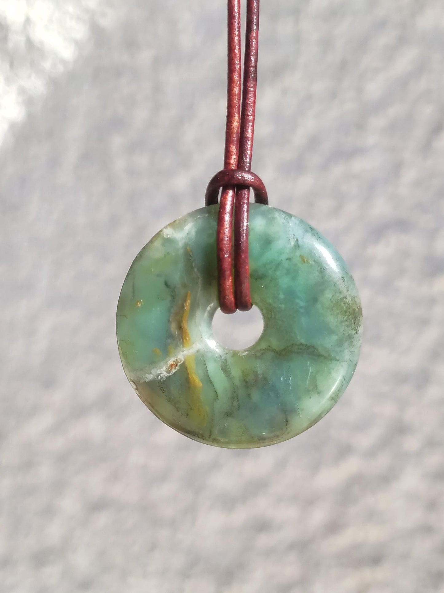Opal Andean Opal Blue ~ Gemstone Necklace HIPPIE GOA Boho Ethno Nature Donut Protection Symbol Healing Stone Matrix Collector Mineral Rarity Man Woman