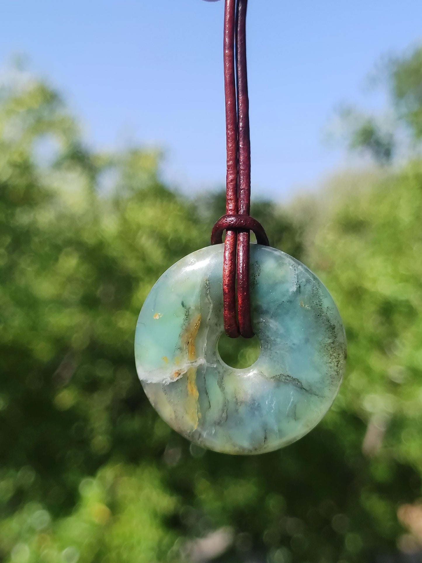 Opal Andean Opal Blue ~ Gemstone Necklace HIPPIE GOA Boho Ethno Nature Donut Protection Symbol Healing Stone Matrix Collector Mineral Rarity Man Woman