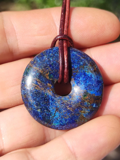 Azurite - malachite - chrysocolle bleu vert ~ collier pierres précieuses HIPPIE GOA Boho Tibet Ethno Nature Donut symbole protecteur pierre de guérison collectionneur homme femme