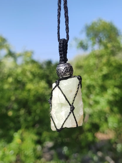 Aquamarine + Muscovite ~ Macrame gemstone necklace blue rarity natural healing stone crystal pendant man woman child he she gift quality
