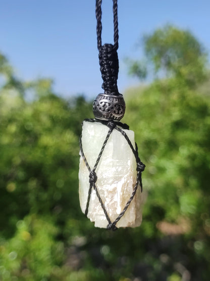 Aquamarine + Muscovite ~ Macrame gemstone necklace blue rarity natural healing stone crystal pendant man woman child he she gift quality