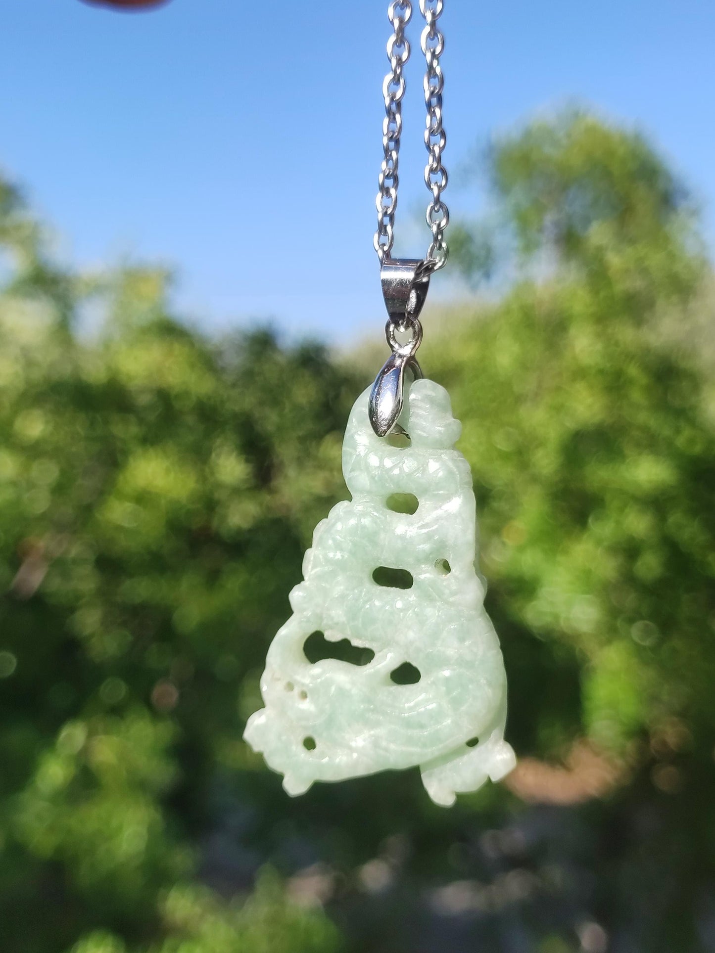 Birmanie Jade Un dragon de qualité *Rarité* Collier de pierres précieuses HIPPIE Boho Ethnique Pierre de guérison naturelle Rareté Bijoux en cristal Pendentif Nature Power Stone